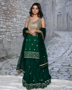 Green Sharara Set
