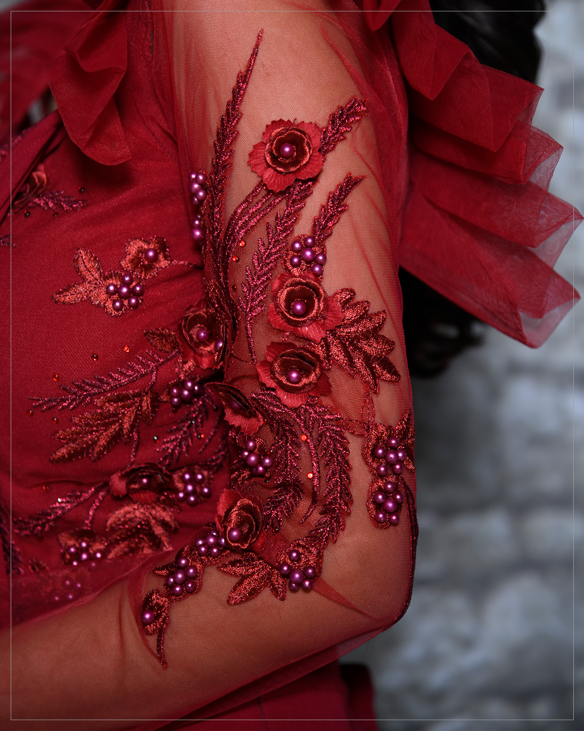 Maroon Sharara Drape - Image 4