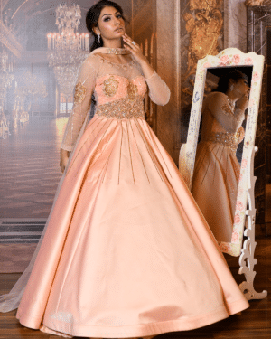 Tiana-Peach Anarkali Gown