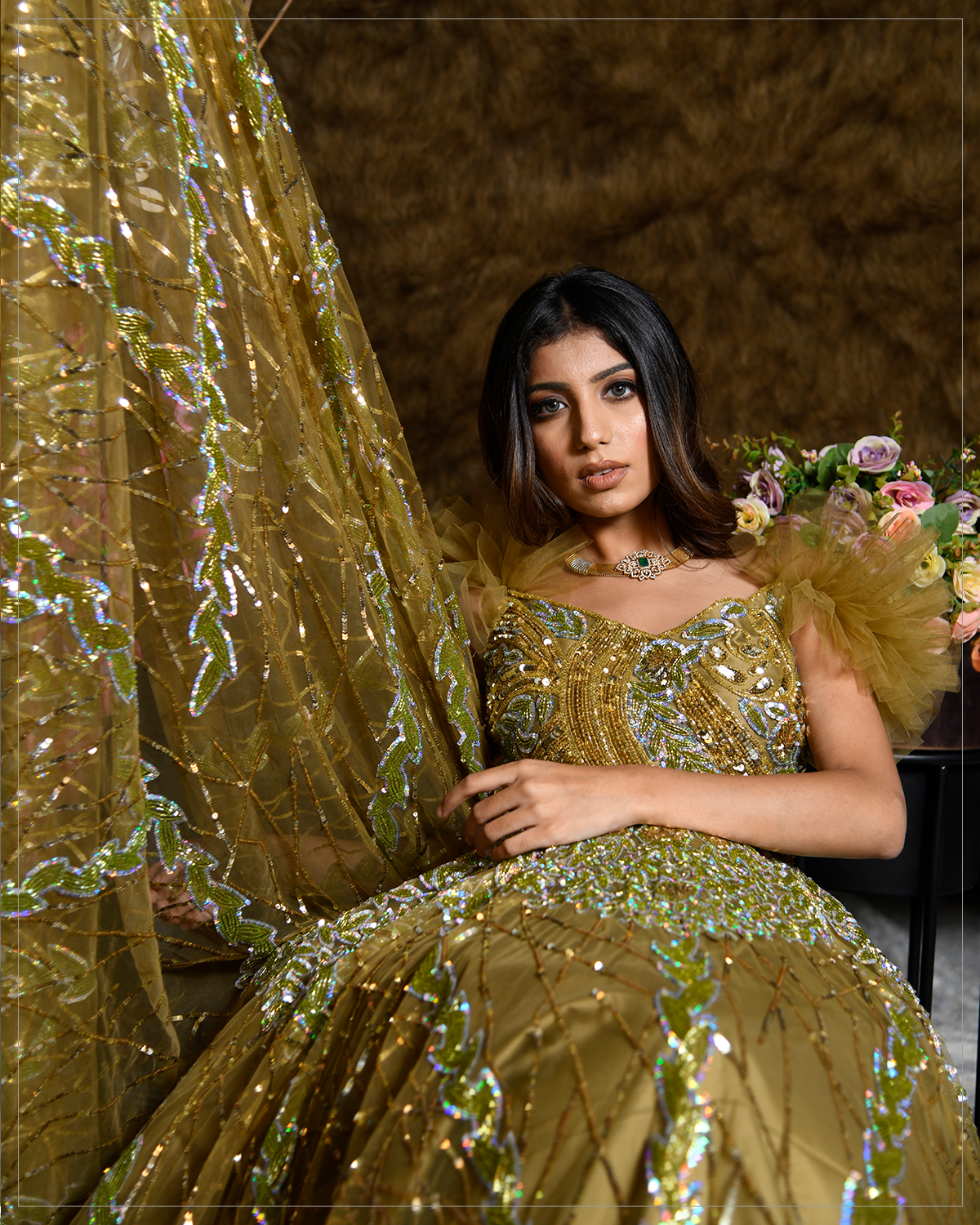 Angelica-Mehandi Green Gown - Image 4