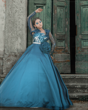 Noor-Teal Blue Gown