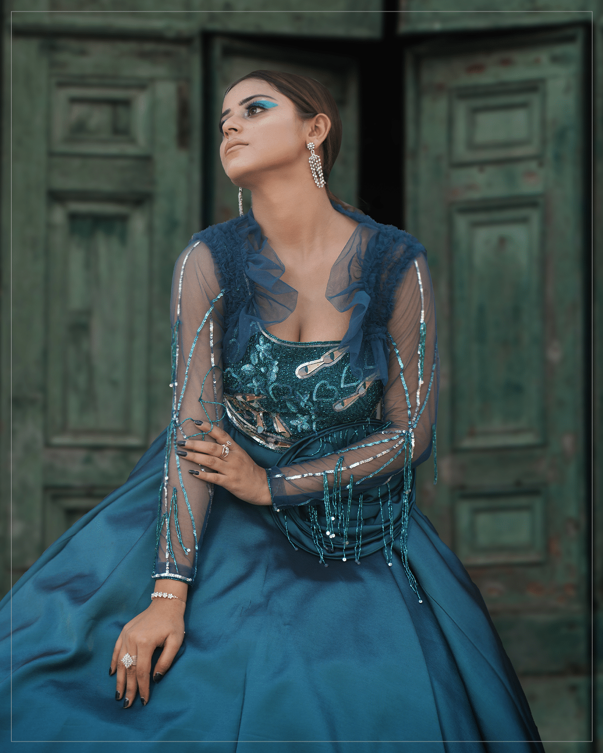 Noor-Teal Blue Gown - Image 2