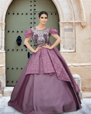 Laila-Mauve Layered Gown