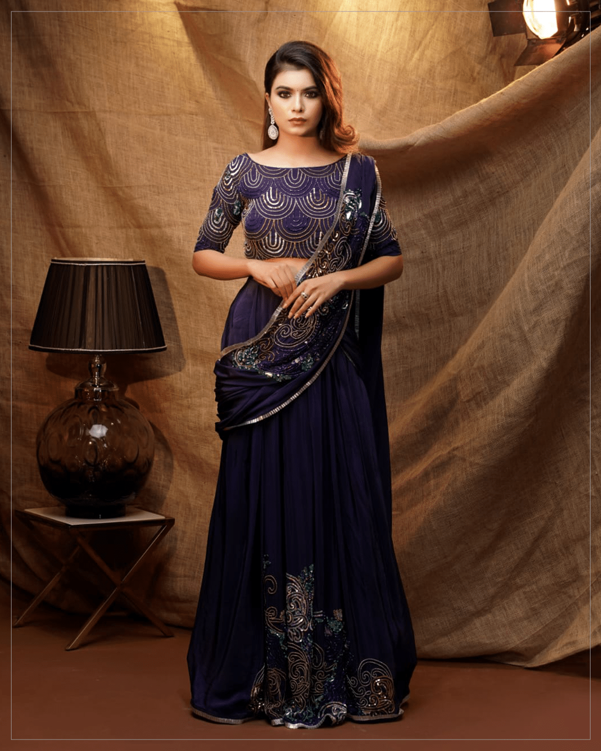 Navy Blue Lehenga Saree