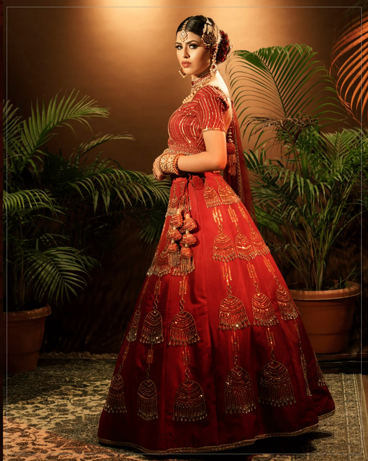 Deep Red Lehenga - Image 5