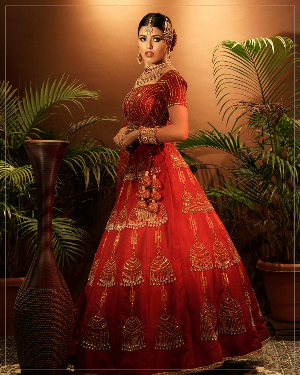Deep Red Lehenga - Image 4