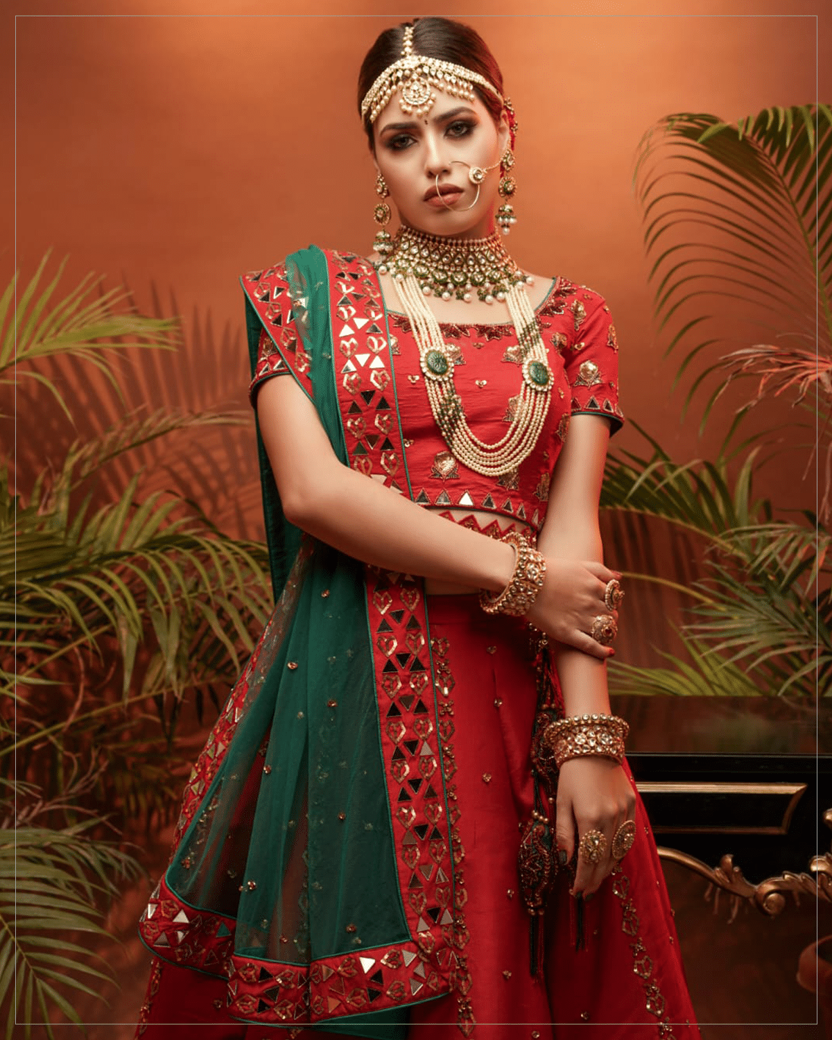 Deep Red Lehenga - Image 2
