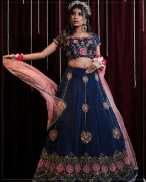 Navy Blue Pink Lehenga