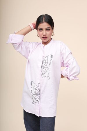Candy Pink Butterfly Emb. Shirt