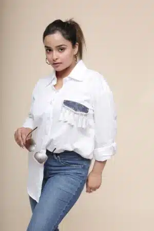 White DenimPatch Shirt