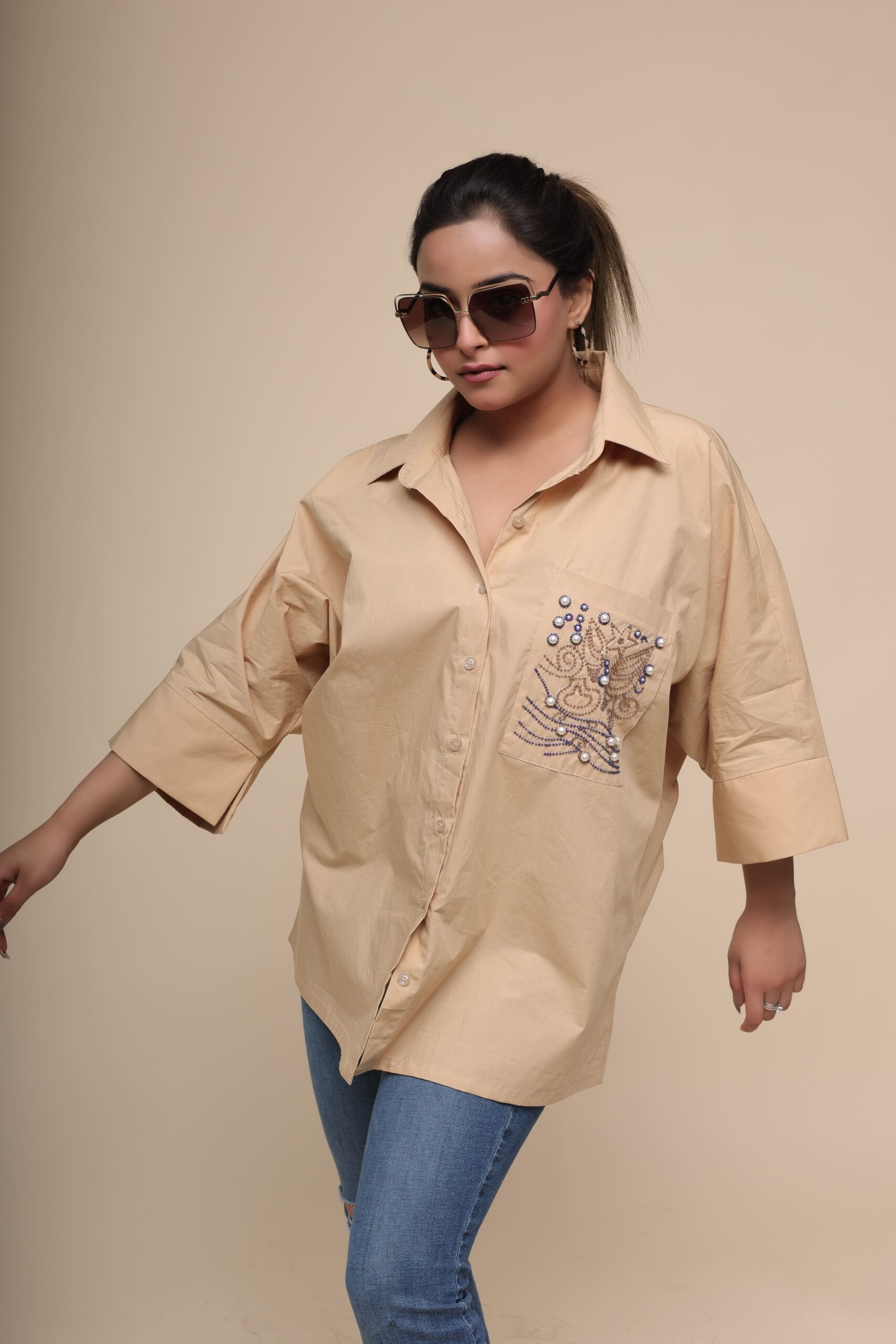 Beige Emb. Shirt