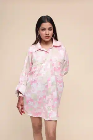 Pink Printed Embellished Shirt