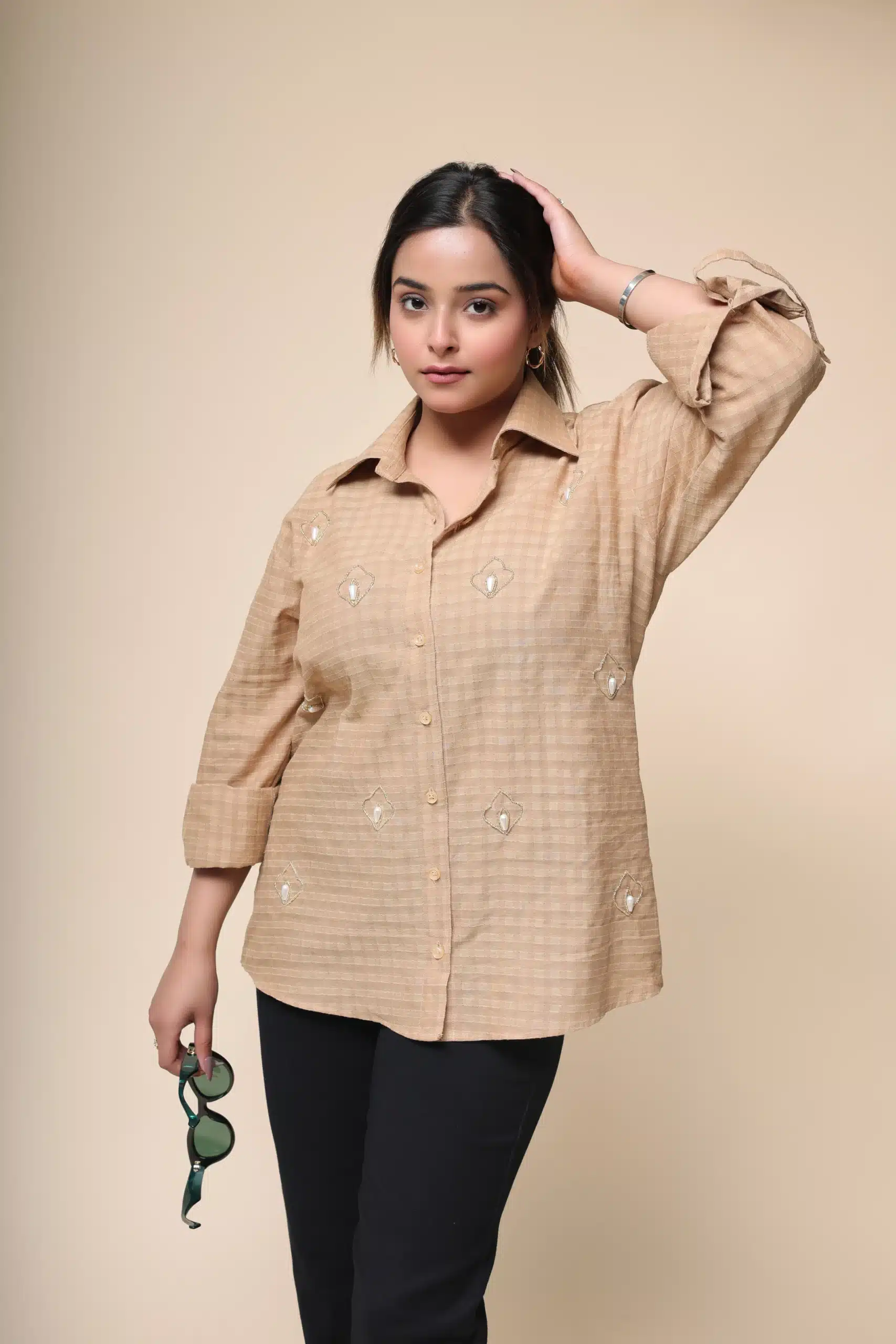 Beige Emb. Shirt - Image 2