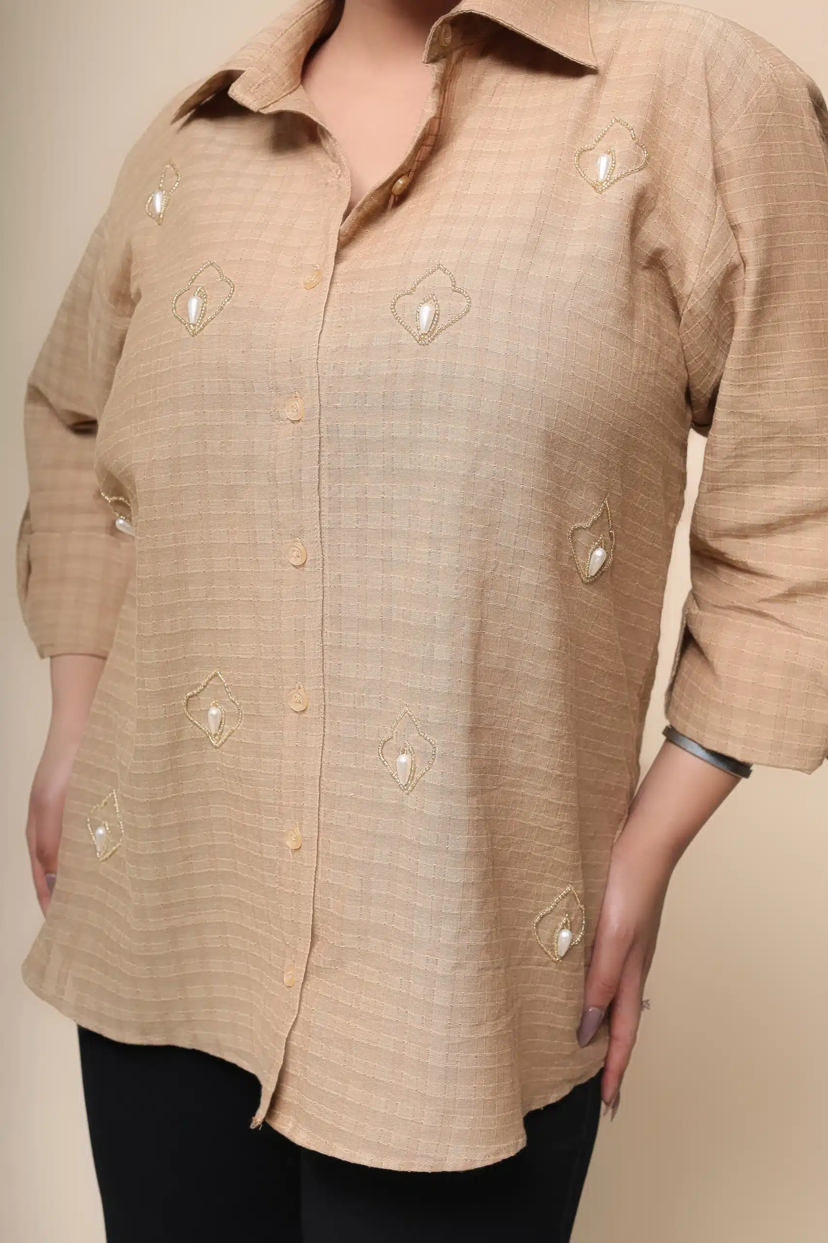 Beige Emb. Shirt - Image 3