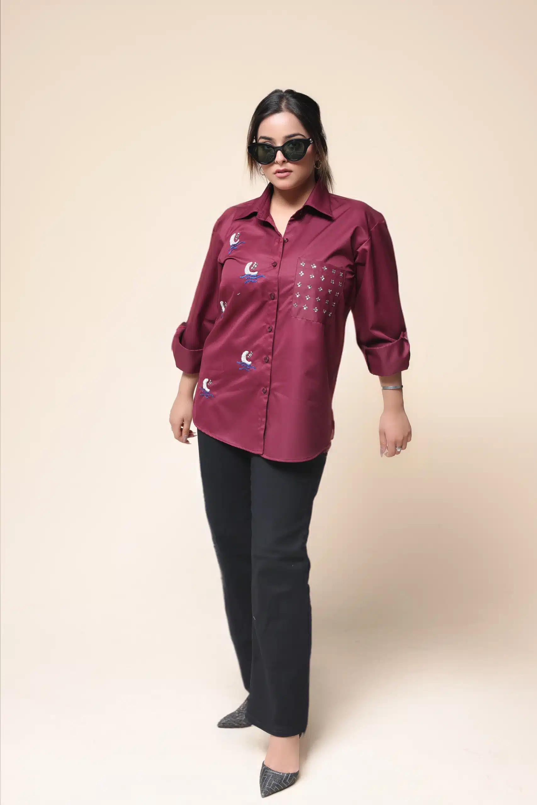 Maroon Emb. Shirt