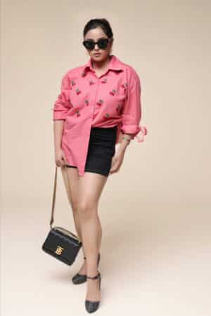 Carrot Pink Emb. Shirt