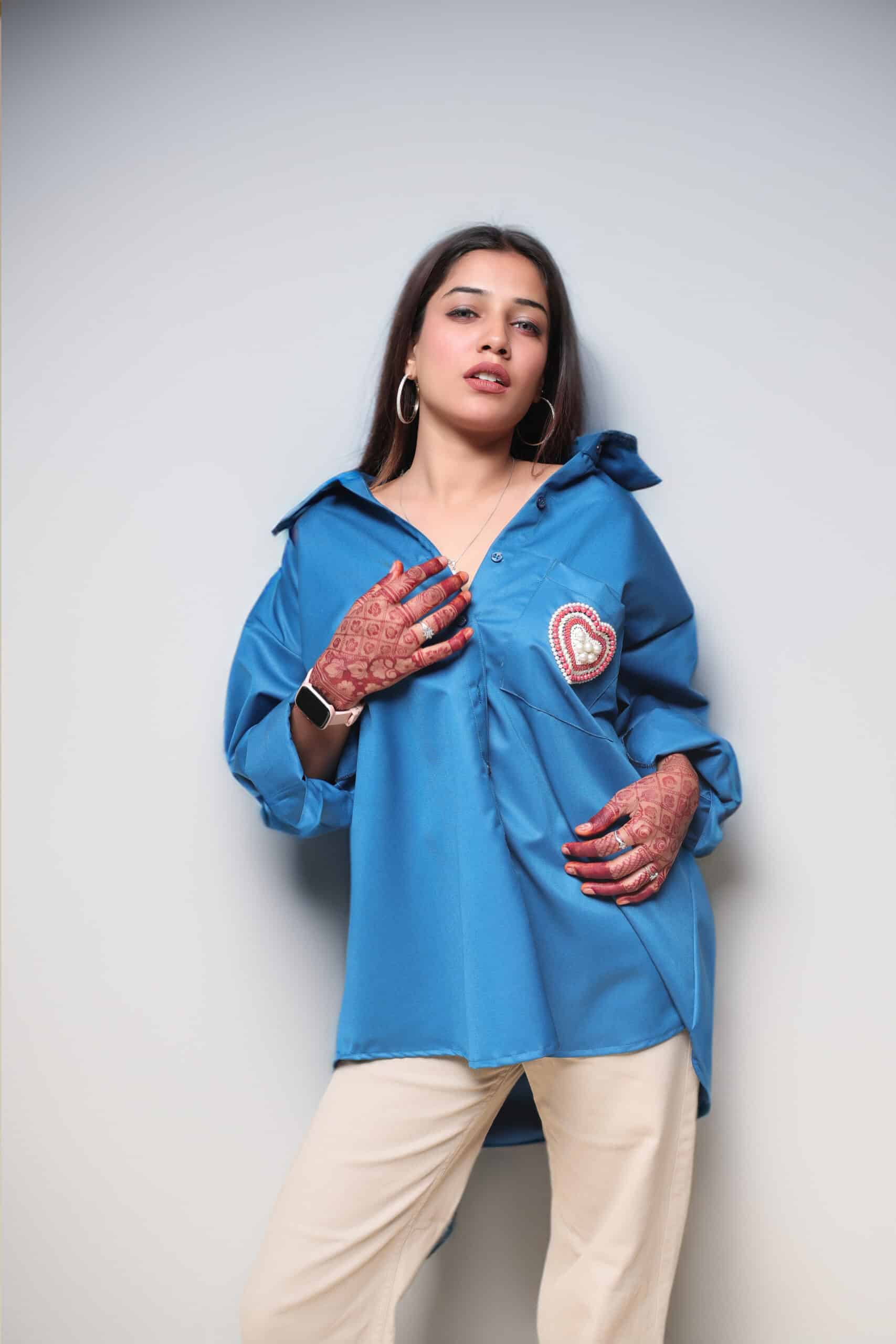 Sapphire Blue Emb. Shirt - Image 2