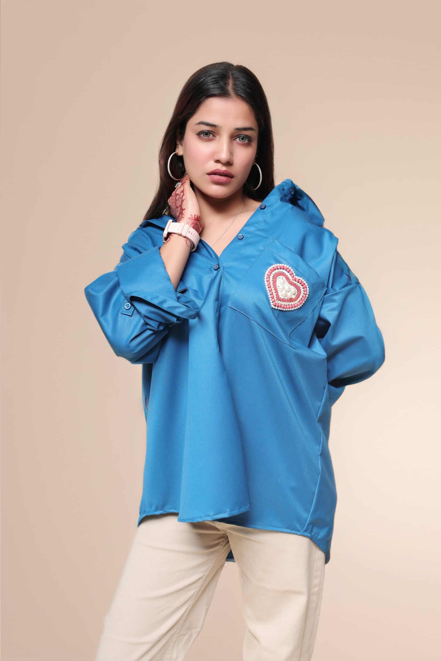 Sapphire Blue Emb. Shirt