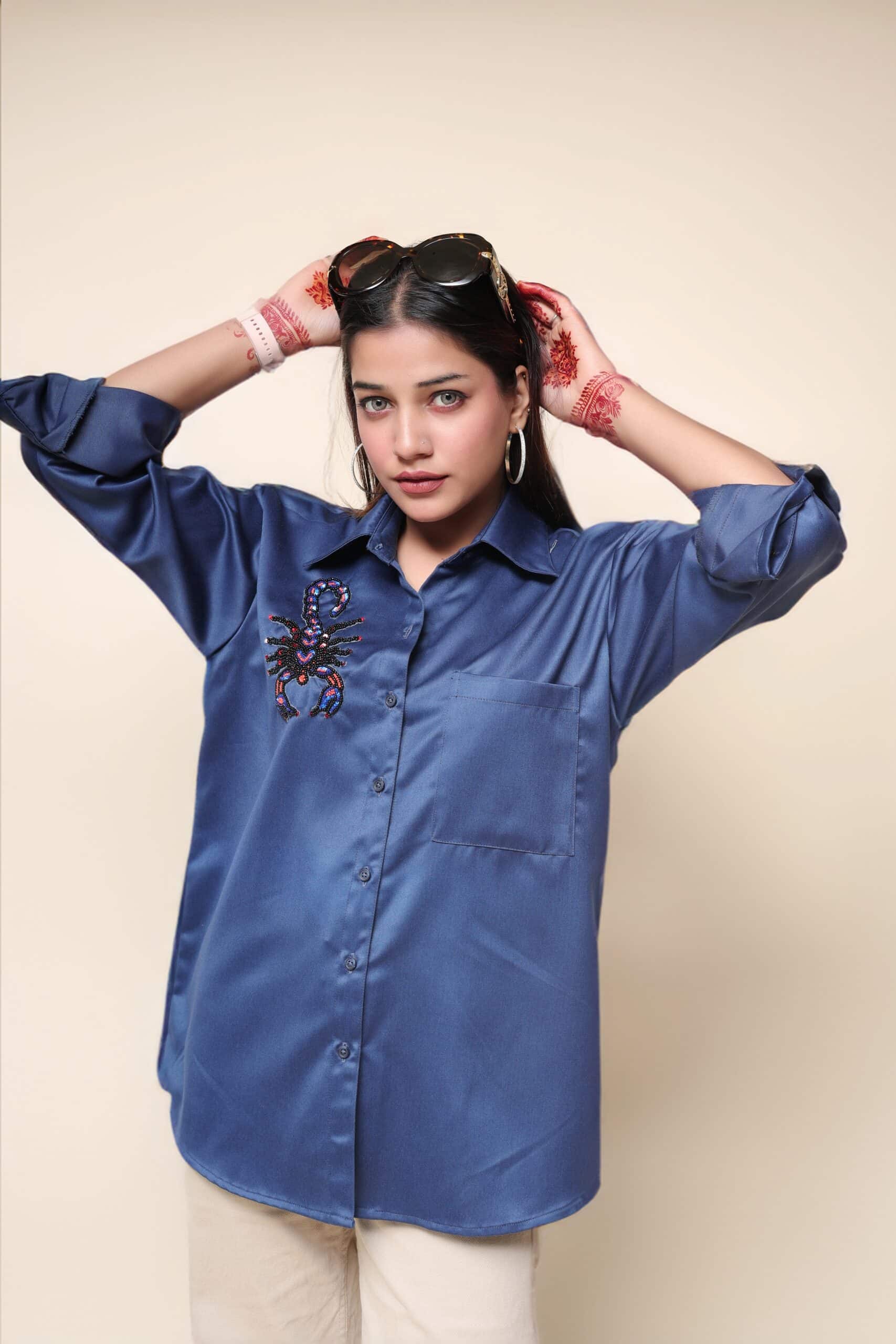 Cobalt Blue Emb. Shirt