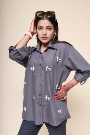 Charcoal Grey Emb. Shirt